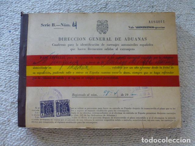 Documentos antigos: CUADERNO PARA IDENTIFICACION DE CARRUAJES AUTOMOVILES ESPA&Ntilde;OLES SALIDAS AL EXTRANJERO ADUANAS 1960