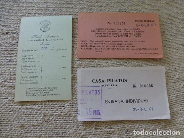 Documentos antiguos: SEVILLA 1967 2 ENTRADAS Y DOCUMENTO HOTEL BIARRITZ