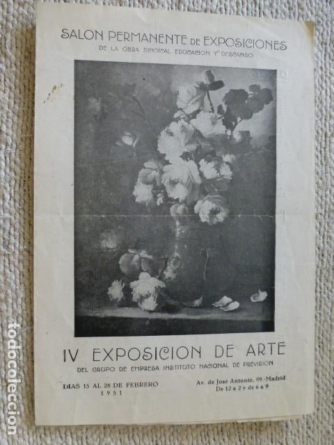 Documenti antichi: SALON PERMANENTE DE EXPOSICIONES INSTITUO NACIONAL DE PREVISION CATALOGO DIPTICO 20 X 14