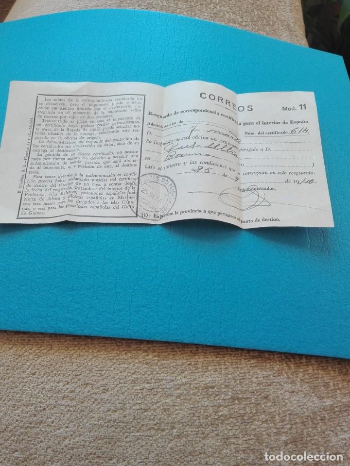 Documentos antiguos: ANTIGUO RESGUARDO CERTIFICADO DE CORREOS FECHADO EN 1940