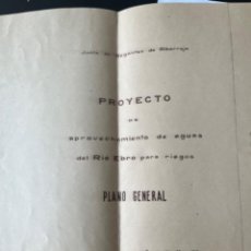 Documentos antiguos: PLANO DESPLEGABLE DE RIBARROJA. APROVECHAMIENTO DE AGUAS DEL RÍO EBRO. FERROCARRIL 1916