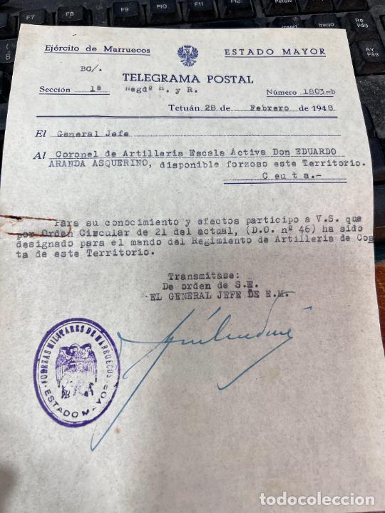 Documentos antiguos: DOCUMENTO TELEGRAMA POSTAL MILITAR - A&Ntilde;O 1948 - Foto 1