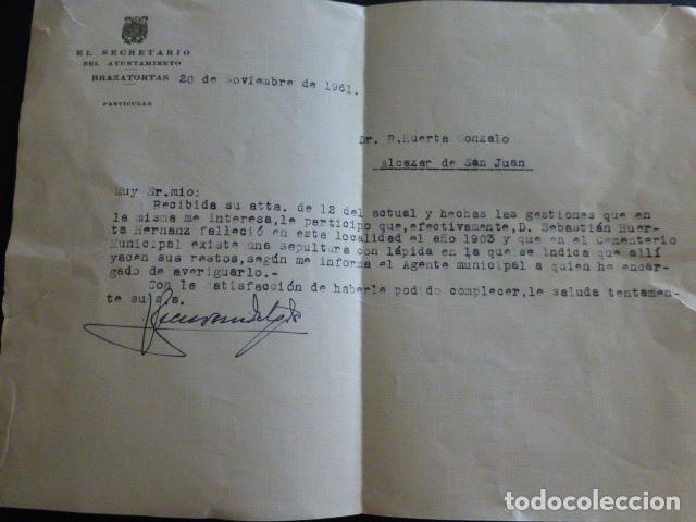 Documents Anciens: BRAZATORTAS CIUDAD REAL CARTA 1961 SECRETARIO AYUNTAMIENTO A ALCAZAR DE SAN JUAN
