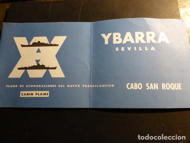 Documentos antiguos: COMPA&Ntilde;IA NAVIERA YBARRA SEVILLA CABO SAN ROQUE PLANO ACOMODACIONES DEL NUEVO TRASATL&Aacute;NTICO FOLLETO