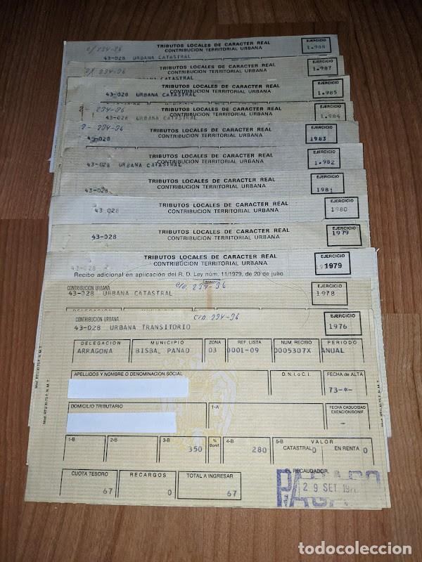 Documentos antiguos: LOTE 12 RECIBOS CONTRIBUCI&Oacute;N URBANA A&Ntilde;OS 1976-1978-1979-1980-1981-1982-1983-1984-1985-1987