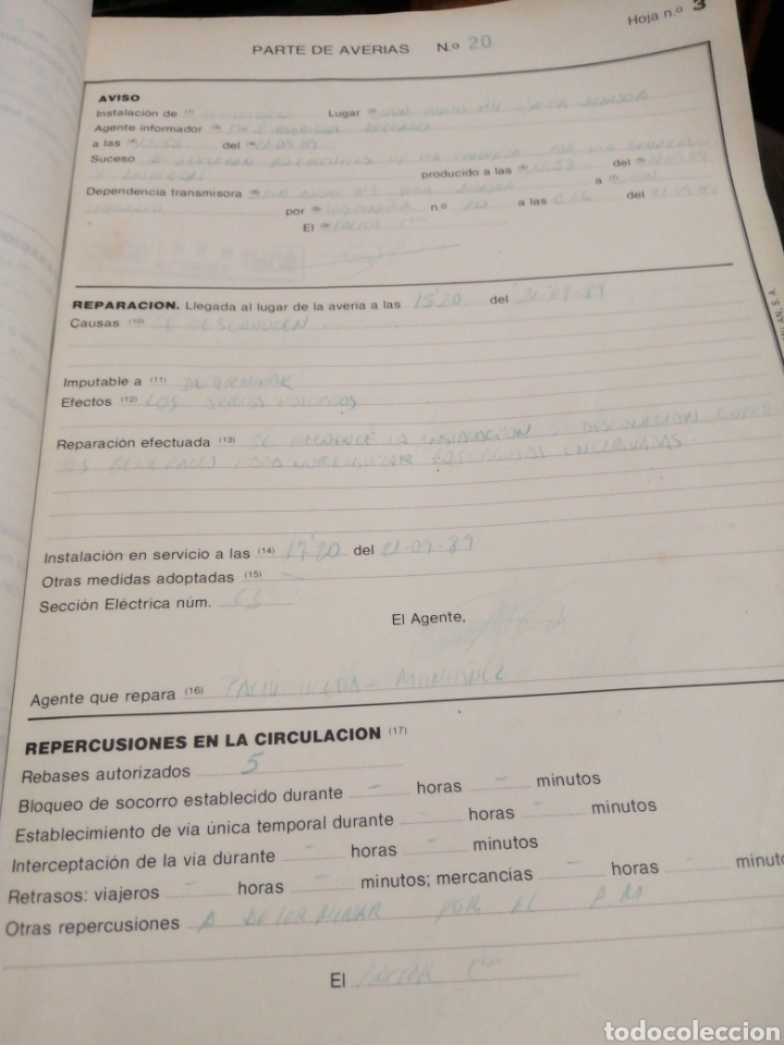 Documentos antiguos: IRUN, RENFE, LIBRO DE AVER&Iacute;AS A&Ntilde;OS 80. - Foto 3