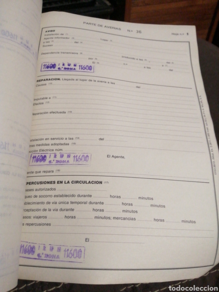 Documentos antiguos: IRUN, RENFE, LIBRO DE AVER&Iacute;AS A&Ntilde;OS 80. - Foto 4