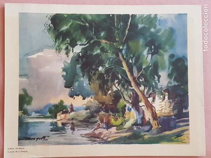 Documentos antigos: MURCIA RIO SEGURA G. FRESQUET ILUSTRADOR LAMINA CROMOLITOGRAFICA 27,5 X 21,5 CTMS
