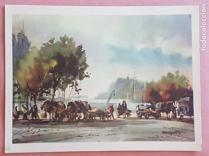 Documentos antigos: PUERTO DE MAR G. FRESQUET ILUSTRADOR LAMINA CROMOLITOGRAFICA 27,5 X 21,5 CTMS
