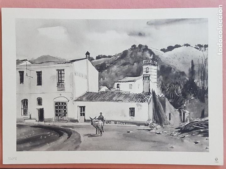 Documentos antiguos: UN PUEBLO ESPA&Ntilde;OL ESCENA TIPICA LAMINA LITOGRAFICA 30 X 21 CTMS