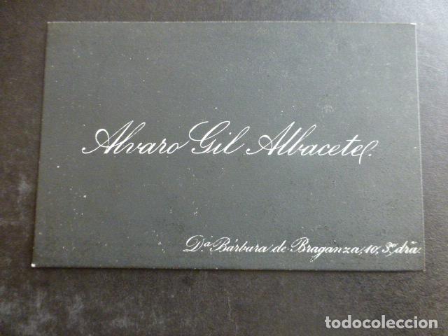 Documentos antigos: ALVARO GIL DE ALBACETE TARJETA DE VISITA LUTO MADRID