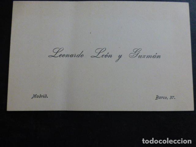 Documentos antigos: LEONARDO LEON Y GUZMAN TARJETA DE VISITA MADRID