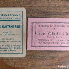 Documentos antiguos: LA MANRESANA TRANSPORTES Y ACARREOS JOSÉ MUNTANÉ RIBÓ HORARIO FERROCARRILES CALENDARIO 1931. Lote 352774824