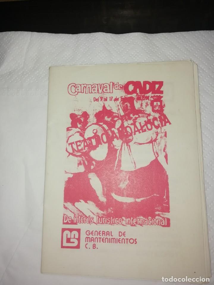 Documentos antiguos: Carnaval de C&aacute;diz librito orden de actuacion concurso de 1991 10 paginas