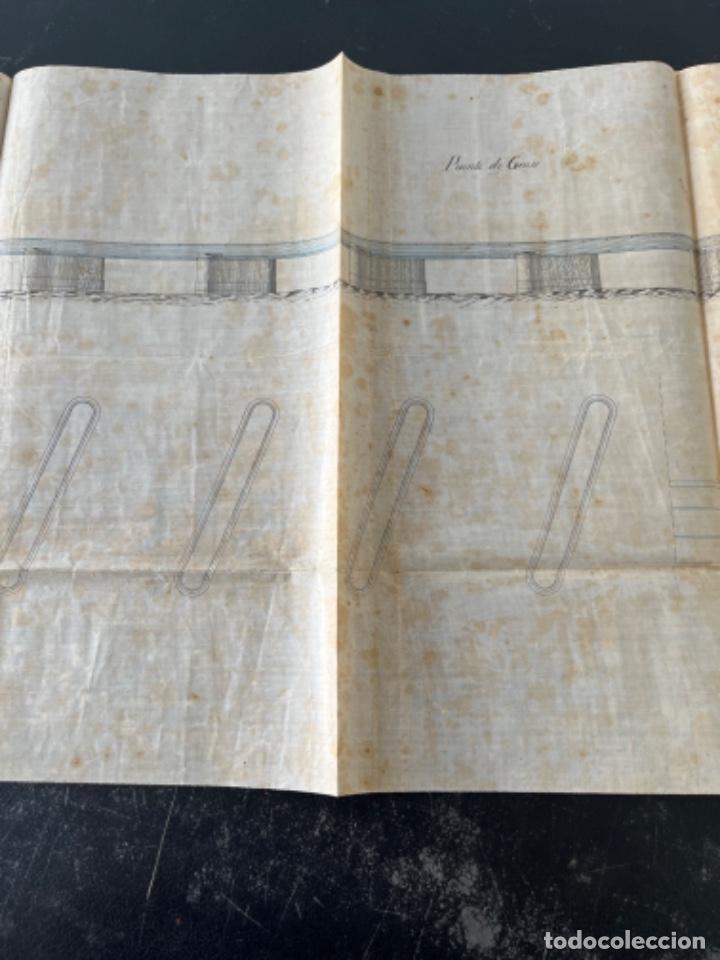 Documentos antiguos: PLANO DESPLEGABLE PUENTE DE GENER. FERROCARRIL 1880&rsquo;S. - Foto 3