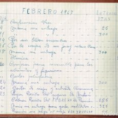 Documentos antiguos: 1967 CUADERNO CON ANILLAS CONTROL/RELATORIO/LISTADO DE INGRESOS Y GASTOS PARTICULARES. Lote 353822263