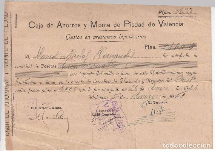 Documentos antiguos: 1942 RECIBOS Y FIRMA DE DIRECTOR CAJA DE AHORROS Y MONTE DE PIEDAD DE VALENCIA