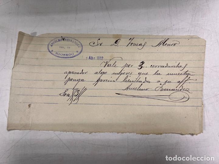 Documentos antigos: MEDINA DE RIOSECO, 1912. VALE POR 3 CERRADURITAS. TOM&Aacute;S ALONSO SERRANO. VER