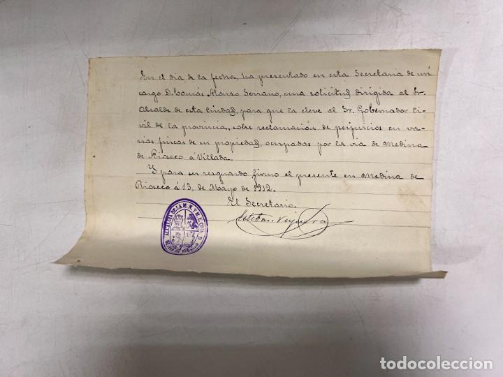 Documentos antigos: SOLICITUD DE RECLAMACI&Oacute;N DE VARIAS FINCAS. ALCALD&Iacute;A DE MEDINA DE R&Iacute;OSECO. FIRMA DEL SECRETARIO