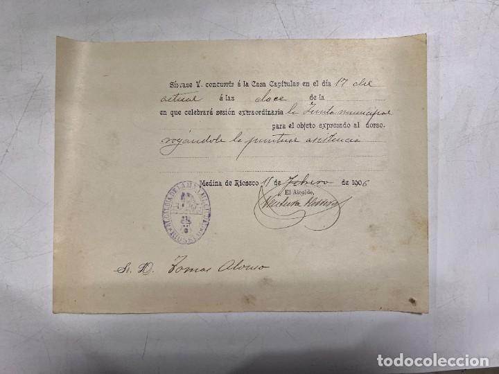 Documentos antigos: ALCALD&Iacute;A DE LA CIUDAD DE MEDINA DE RIOSECO, 1906. SESI&Oacute;N EXTRAORDINARIA. FIRMA DEL ALCALDE