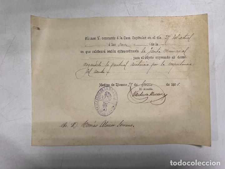 Documentos antigos: ALCALD&Iacute;A DE LA CIUDAD DE MEDINA DE RIOSECO, 1906. SESI&Oacute;N EXTRAORDINARIA. FIRMA DEL ALCALDE