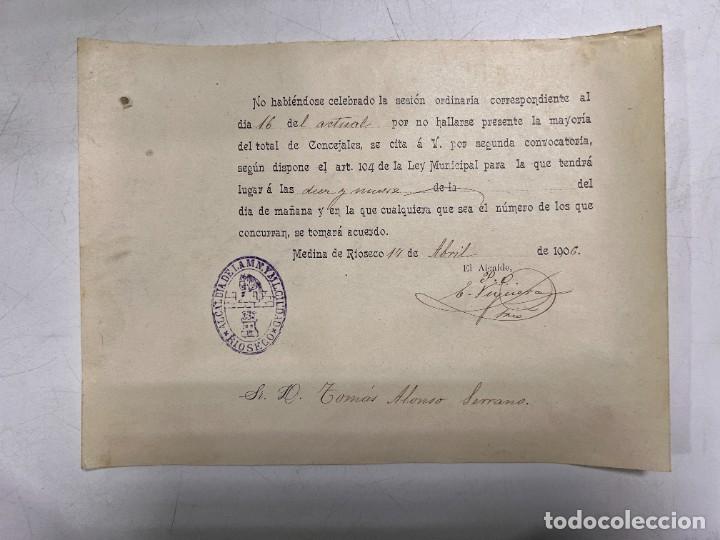 Documentos antigos: ALCALD&Iacute;A DE LA CIUDAD DE MEDINA DE RIOSECO, 1906. SESI&Oacute;N EXTRAORDINARIA. FIRMA DEL ALCALDE