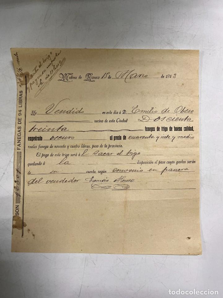Documentos antigos: MEDINA DE RIOSECO, 1913. VENTA DE TRIGO. VER FOTOS