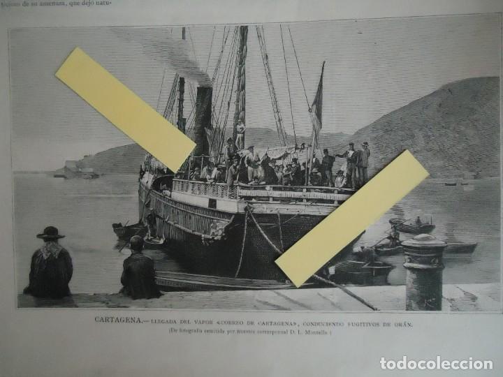 Documentos antiguos: xilografia 1881 cartagena murcia barco vapor cartagena guerra argelia oran marina espa&ntilde;a ejercito