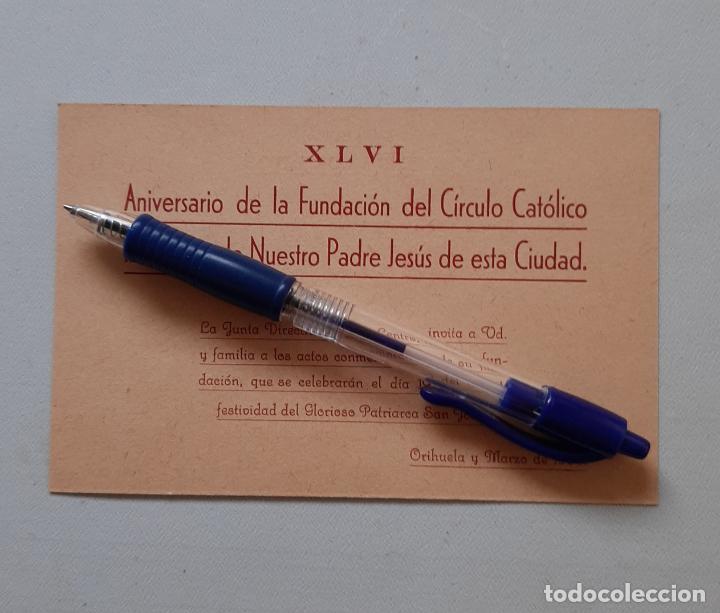 Documentos antiguos: SEMANA SANTA ORIHUELA 1960 INVITACION CIRCULO CATOLICO NUESTRO PADRE JESUS