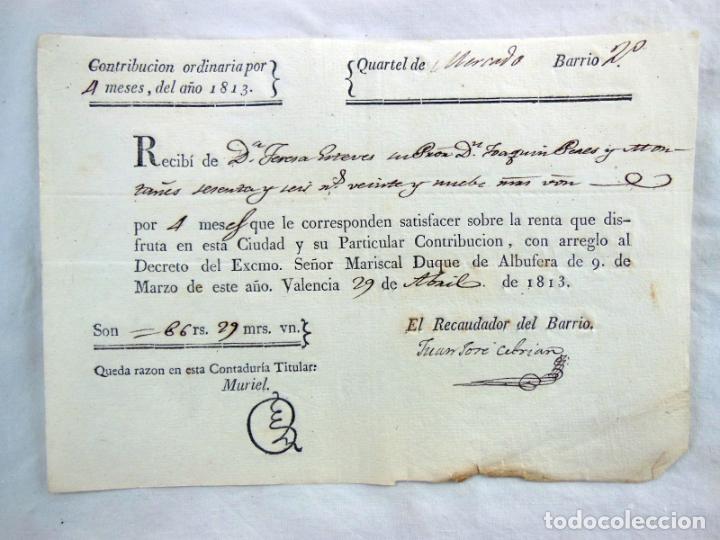 Documenti antichi: CONTRIBUCI&Oacute;N ORDINARIA 1813 VALENCIA DE DO&Ntilde;A TERESA ESTEVES