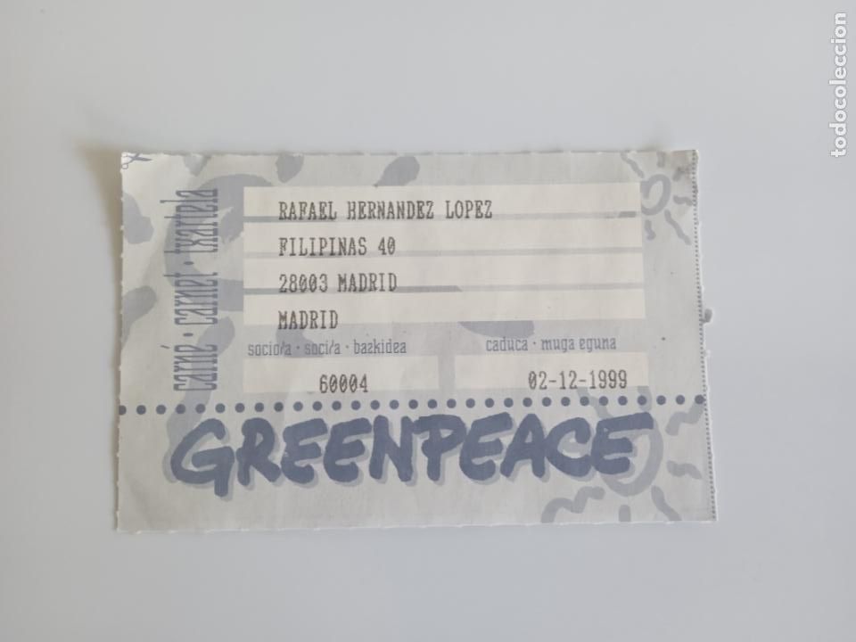 Documentos antiguos: GREENPEACE - CARNET - CADUC&Oacute; EN 1999