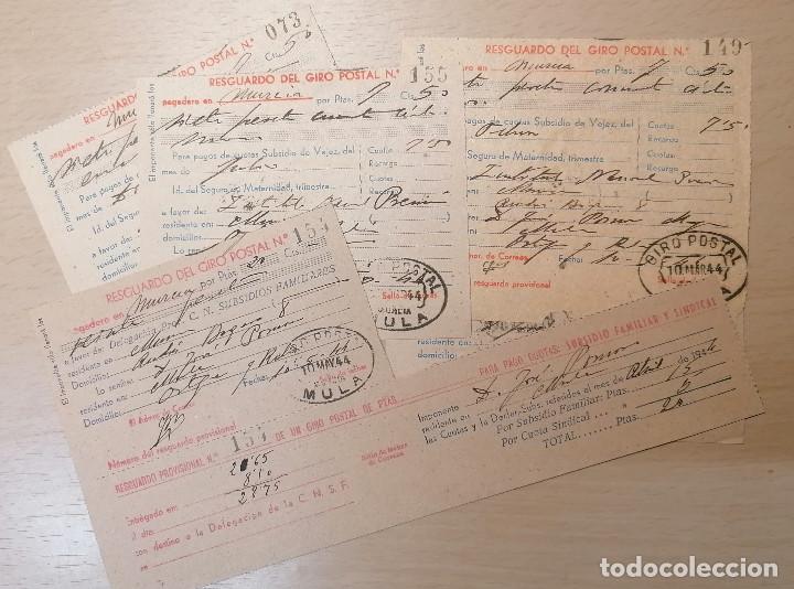 Documentos antiguos: RESGUARDO GIRO POSTAL MULA 1944 LOTE DE 5 - Foto 1