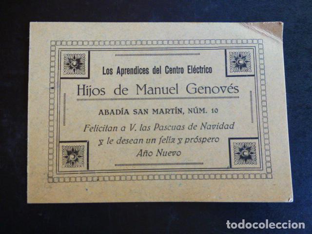 Documentos antigos: VALENCIA CENTRO ELECTRICO HIJOS DE MANUEL GENOV&Eacute;S FELICITACION HACIA 1900