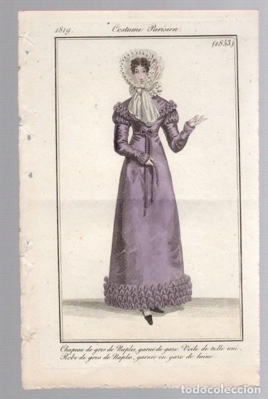 Documentos antiguos: GRABADO MODA COSTUME PARISIEN. COLOREADO. SIGLO XIX
