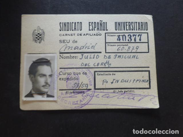 Documenti antichi: CARNET SINDICATO ESPA&Ntilde;OL UNIVERSITARIO SEU 1958