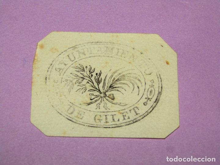 Documentos antiguos: Antiguo Sello Cu&ntilde;o Tamp&oacute;n SIGILOGRAF&Iacute;A del Ayuntamiento de GILET de Valencia