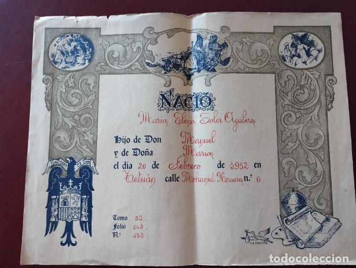Documentos antigos: recuerdo de nacimiento en tetuan a&ntilde;o 1952