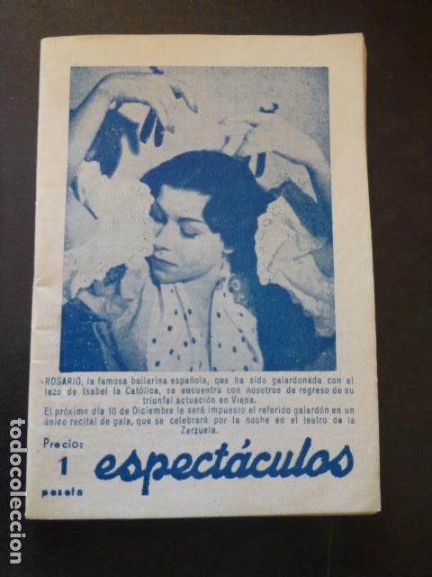 Alte Dokumente: MADRID ROSARIO BAILARINA ESPECTACULOS CARTELERA SEMANAL 2 DICIEMBRE DE 1956 11 X 8 CTMS 31 PPS.