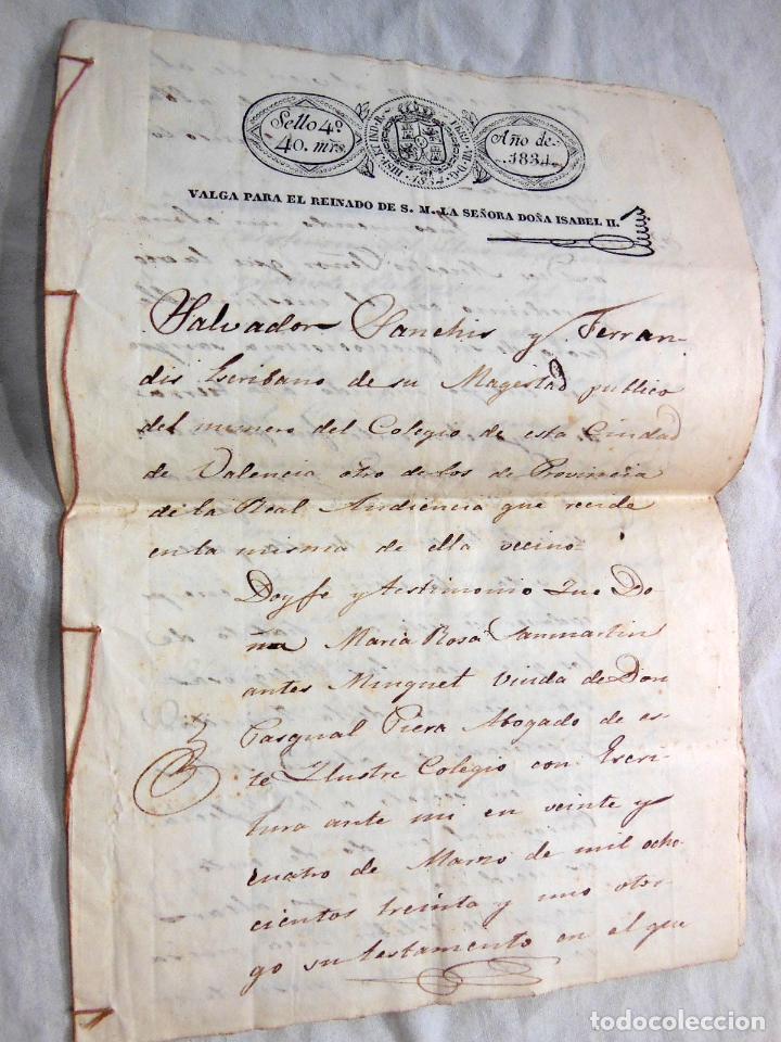 Documenti antichi: TESTAMENTO DE MAR&Iacute;A ROSA SANMART&Iacute;N, VIUDA DE PASQUAL PIERA. 1835 VALENCIA