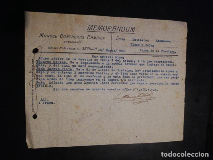 Documentos antigos: MEMORANDUM. MANUEL CONTRERAS RAMIREZ. SEVILLA. 1929.
