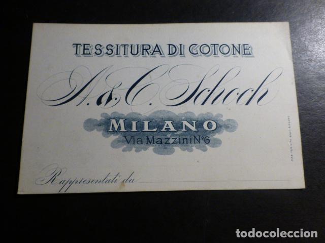 Alte Dokumente: MILAN ITALIA FABRICA DE ALGODON TARJETA PUBLICITARIA