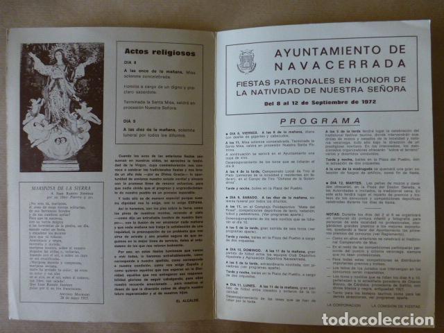 Documentos antiguos: NAVACERRADA MADRID PROGRAMA FIESTAS NATIVIDAD DE NUESTRA SE&Ntilde;ORA 1972 - Foto 2