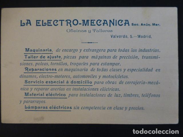 Documenti antichi: MADRID LA ELECTRO MECANICA TARJETA PUBLICITARIA
