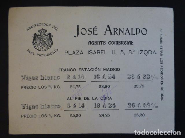 Documentos antiguos: MADRID AGENTE COMERCIAL JOSE ARNALDO TARJETA PUBLICITARIA