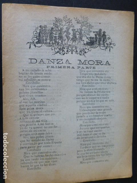 Alte Dokumente: PLIEGO CORDEL DANZA MORA CIRCA 1900