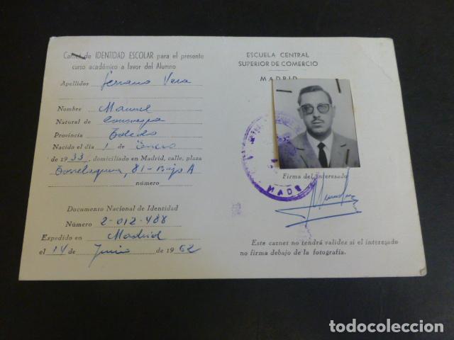 Documentos antiguos: CARNET ESCUELA CENTRAL SUPERIOR DE COMERCIO MADRID 1962 - Foto 1