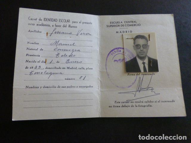 Documentos antiguos: CARNET ESCUELA CENTRAL SUPERIOR DE COMERCIO MADRID 1964 - Foto 2