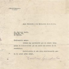 Documenti antichi: CARTA FIRMADA POR CARLOS MENDIETA, EXPRESIDENTE DE CUBA, 1936. Lote 360609690