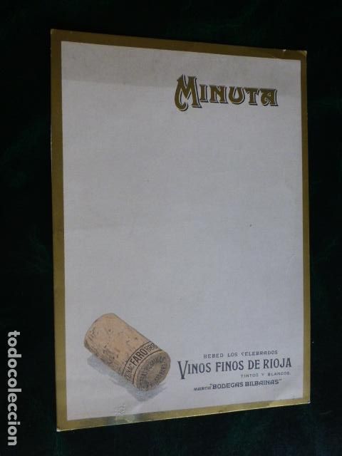 Documentos antiguos: MENU BODEGAS BILBAINAS HARO LA RIOJA 14 X 20 CMTS - Foto 1