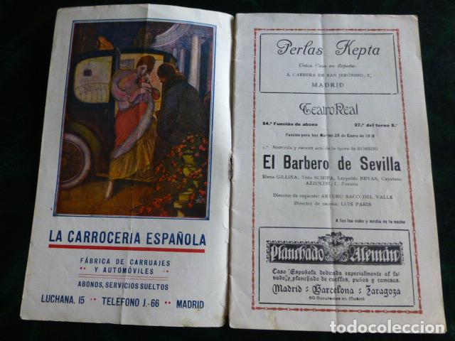 Documentos antiguos: PROGRAMA TEATRO REAL DE MADRID TEMPORADA 1918 1919 - Foto 2
